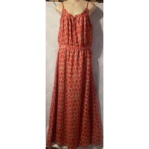 BANANA REPUBLIC Chiffon Geometric Art Long Sleeveless Sienna Maxi Dress 10 Boho